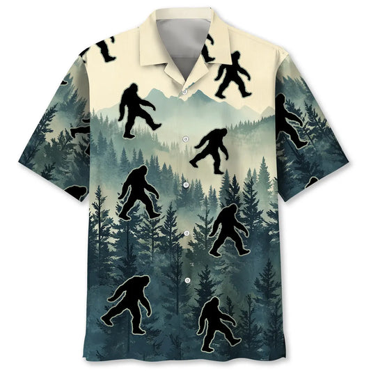 Hawaiian Shirt / Adults / S Funny Bigfoot Sasquatch In the Jungle Hawaiian Shirt