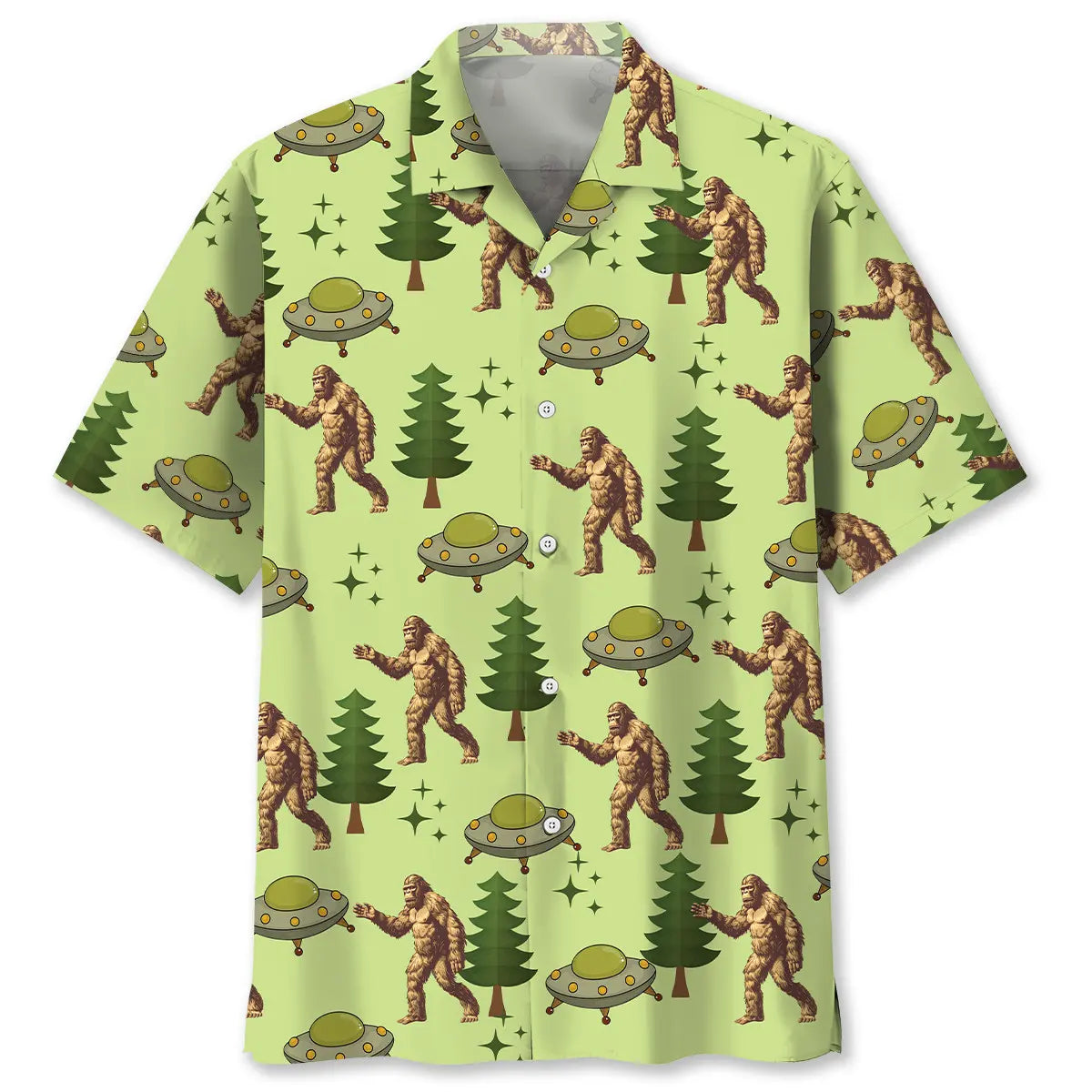 Hawaiian Shirt / Adults / S Funny Bigfoot UFO Hawaiian Shirt