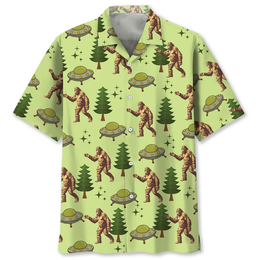 Hawaiian Shirt / Adults / S Funny Bigfoot UFO Hawaiian Shirt