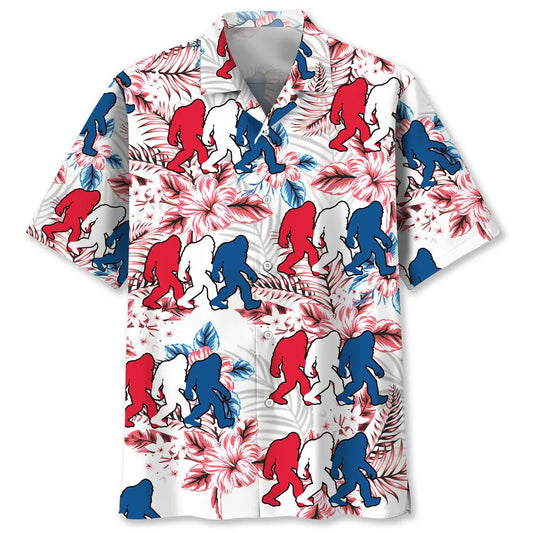 Hawaiian Shirt / Adults / S Funny Bigfoot USA Hawaiian Shirt