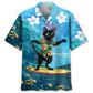 Hawaiian Shirt / Adults / S Funny Black Cat Surfing Hibiscus Hawaiian Shirt
