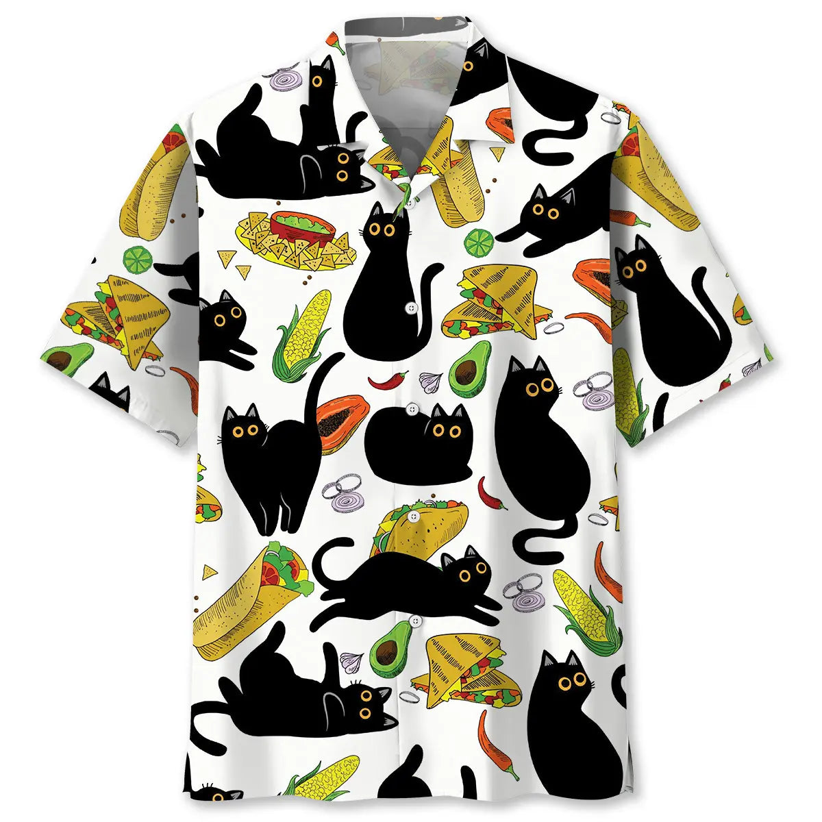 Hawaiian Shirt / Adults / S Funny Black Cat Taco Hawaiian Shirt