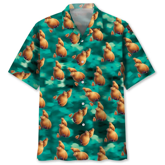 Hawaiian Shirt / Adults / S Funny Capybara Standing Hawaiian Shirt