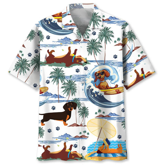 Hawaiian Shirt / Adults / S Funny Dachshunds Playing Hawaiian Shirt