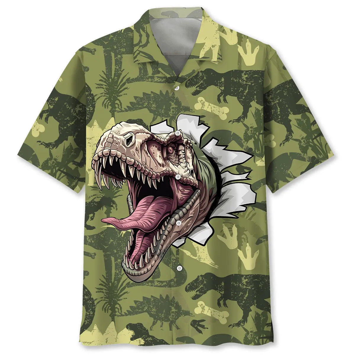 Hawaiian Shirt / Adults / S Funny Dinosaur Surfing Hawaiian Shirt