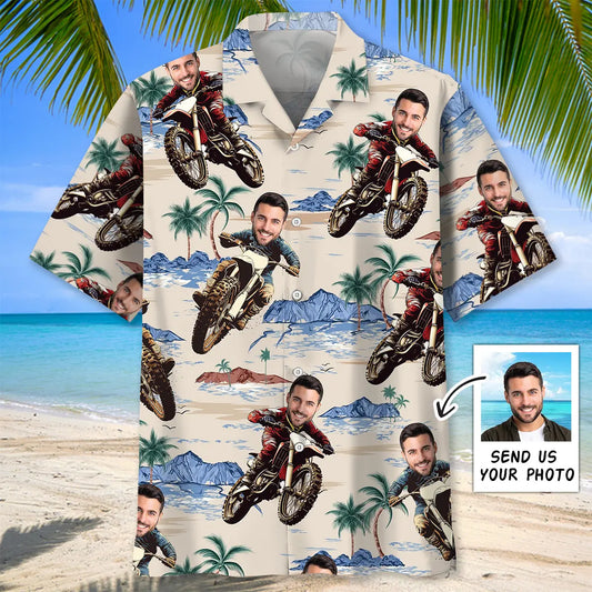 Hawaiian Shirt / Adults / S Funny Dirt Bike Beach Custom Photo Hawaiian Shirt