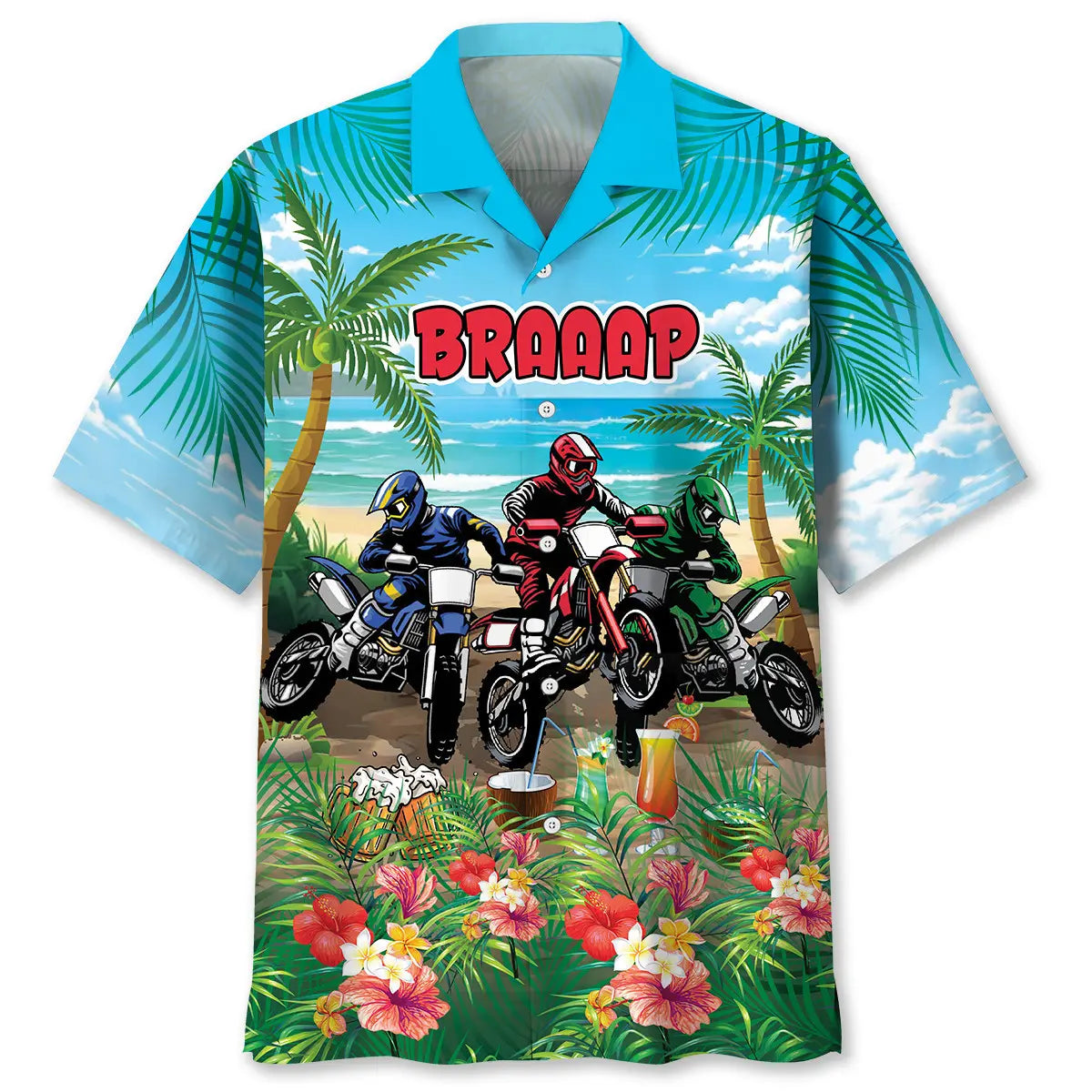 Hawaiian Shirt / Adults / S Funny Dirt Bike Lover Summer Hawaiian Shirt