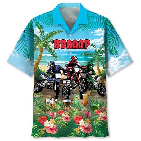 Hawaiian Shirt / Adults / S Funny Dirt Bike Lover Summer Hawaiian Shirt
