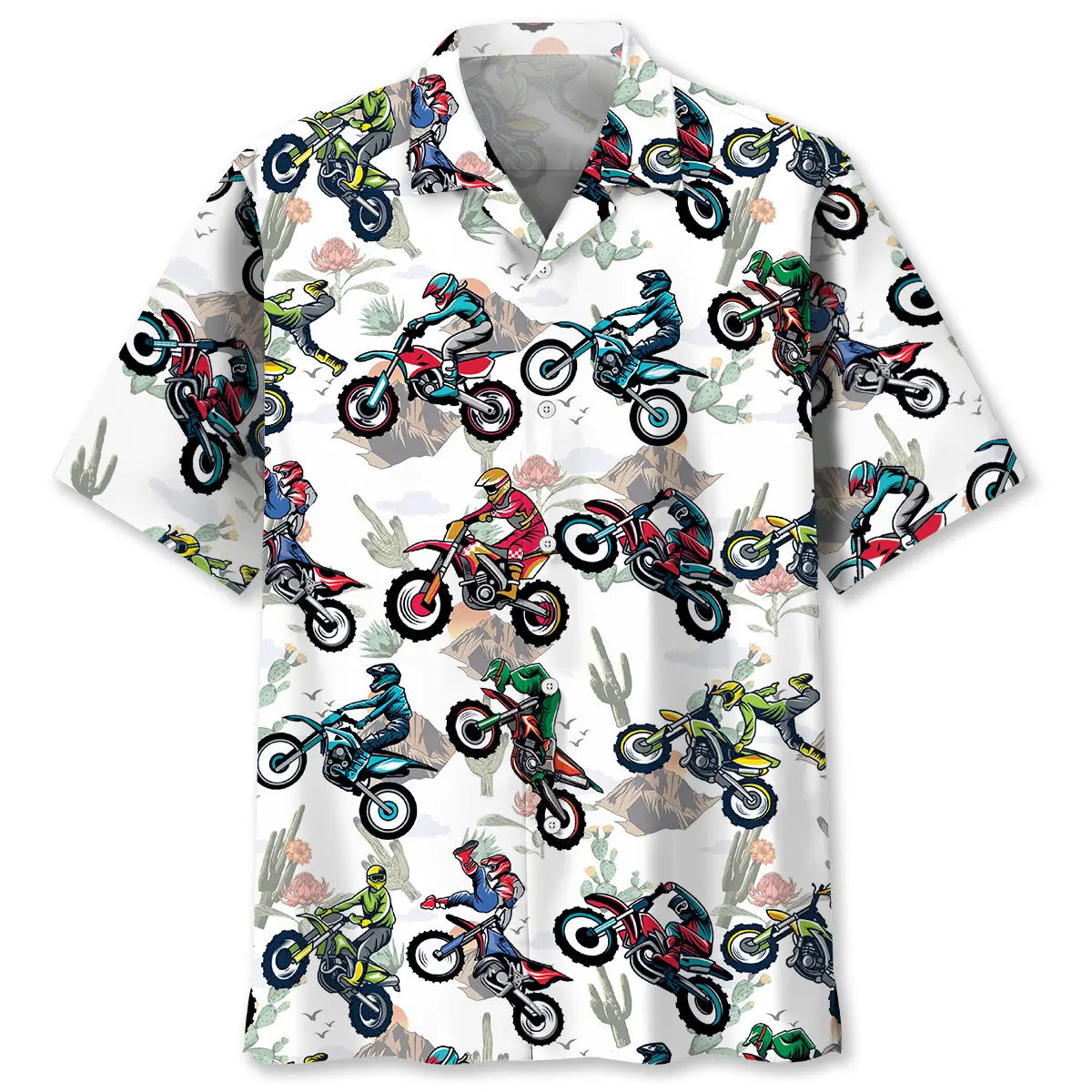 Hawaiian Shirt / Adults / S Funny Dirt Bike Racing Cactus Hawaiian Shirt