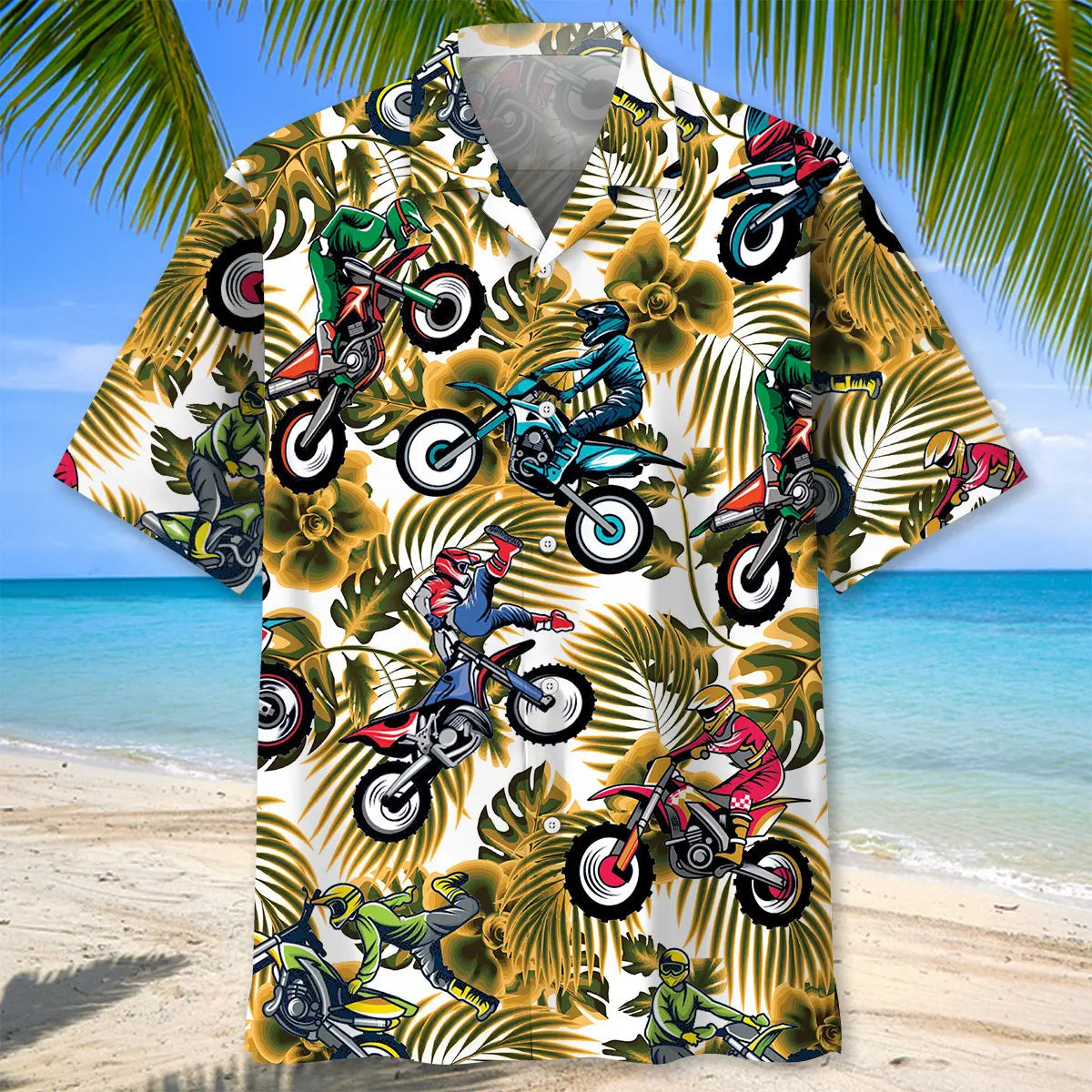 Funny Dirt Bike Racing Yellow Hawaiian Shirt