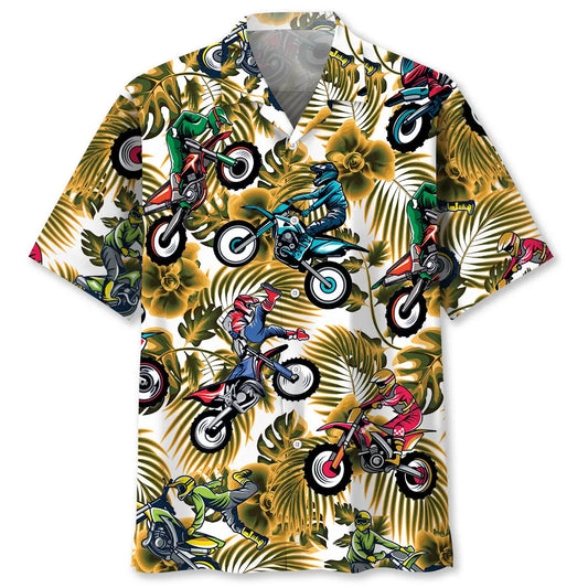 Hawaiian Shirt / Adults / S Funny Dirt Bike Racing Yellow Hawaiian Shirt