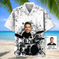 Hawaiian Shirt / Adults / S Funny Drum Black White Custom Photo Hawaiian Shirt