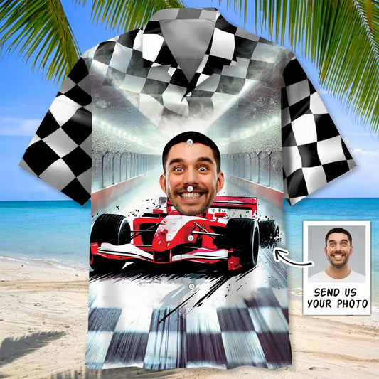 Hawaiian Shirt / Adults / S Funny F1 Racing Car Custom Photo Hawaiian Shirt