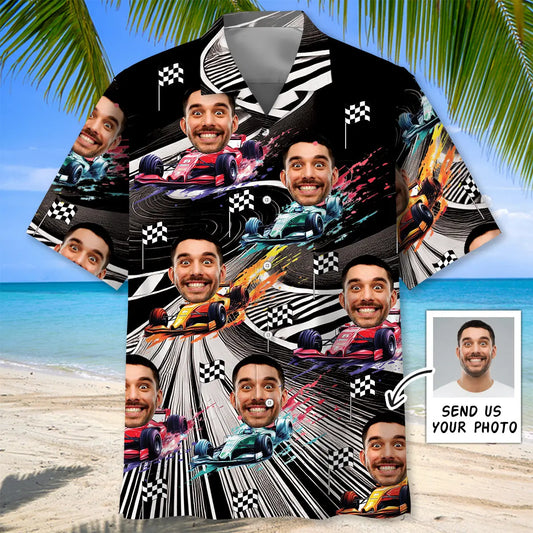Hawaiian Shirt / Adults / S Funny F1 Racing Car Race Track Custom Photo Hawaiian Shirt