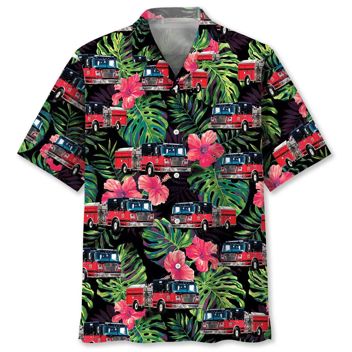 Hawaiian Shirt / Adults / S Funny Firefighter Truck Hawaiian Shirt