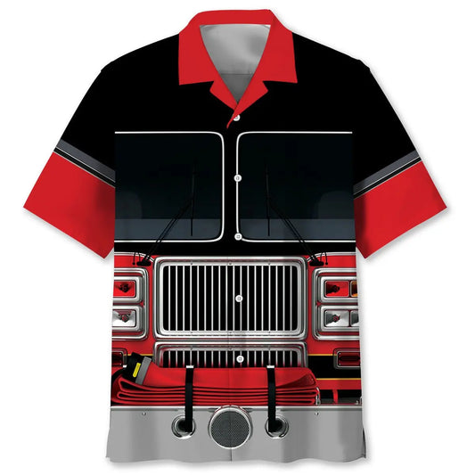 Hawaiian Shirt / Adults / S Funny Firefighter Truck Hawaiian Shirt