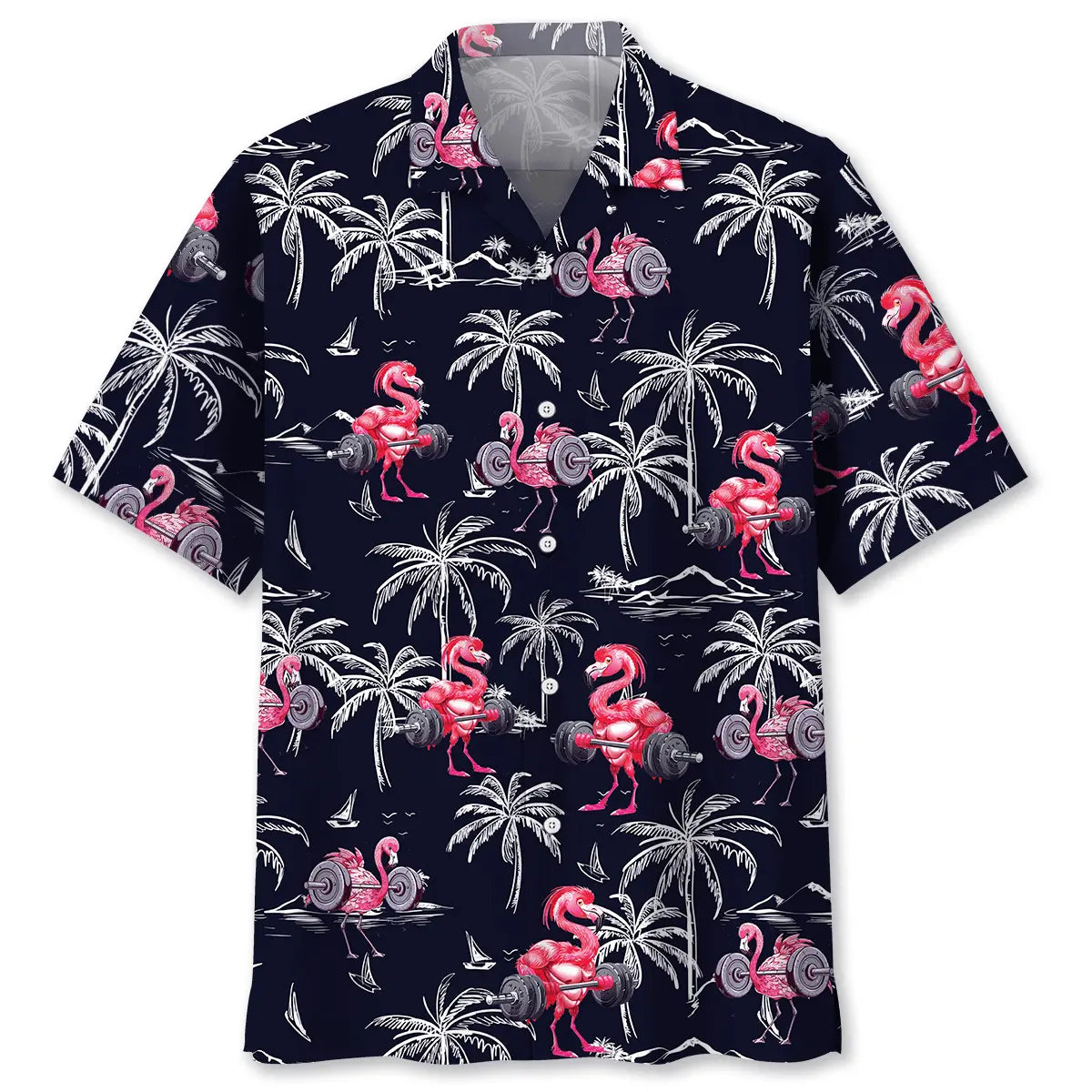 Hawaiian Shirt / Adults / S Funny Flamingo Gym Hawaiian Shirt
