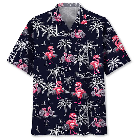 Hawaiian Shirt / Adults / S Funny Flamingo Gym Hawaiian Shirt