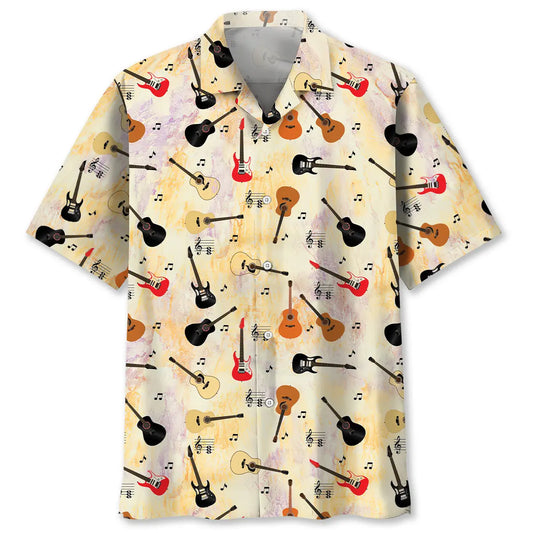 Hawaiian Shirt / Adults / S Funny Guitar Pattern Hawaiian Shirt
