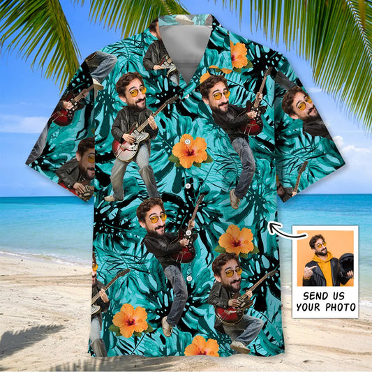 Hawaiian Shirt / Adults / S Funny Guitar Tropical Custom Photo Hawaiian Shirt