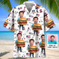Hawaiian Shirt / Adults / S Funny Hamburger Man Custom Photo Face Hawaiian Shirt