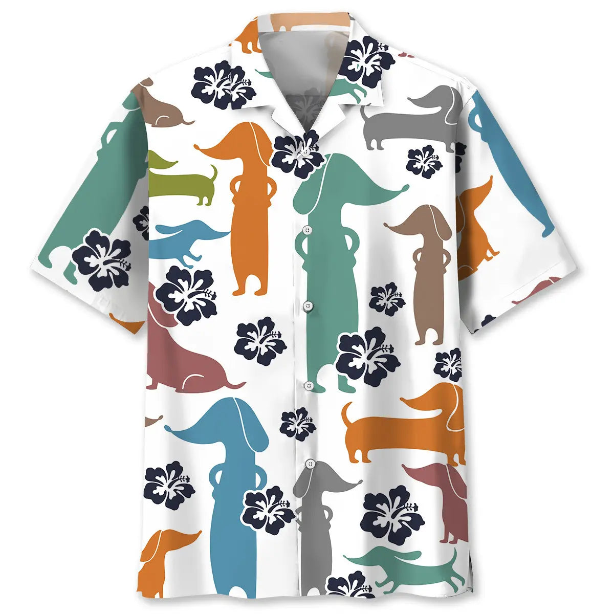 Hawaiian Shirt / Adults / S Funny Hibicus Dachshund Hawaiian Shirt