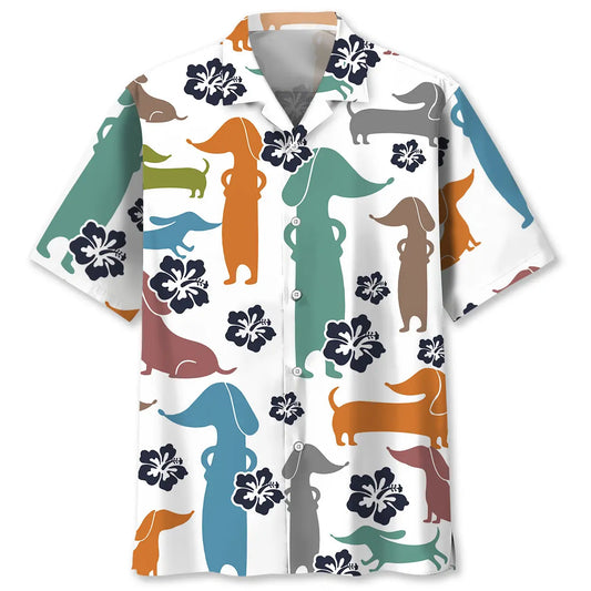 Hawaiian Shirt / Adults / S Funny Hibicus Dachshund Hawaiian Shirt