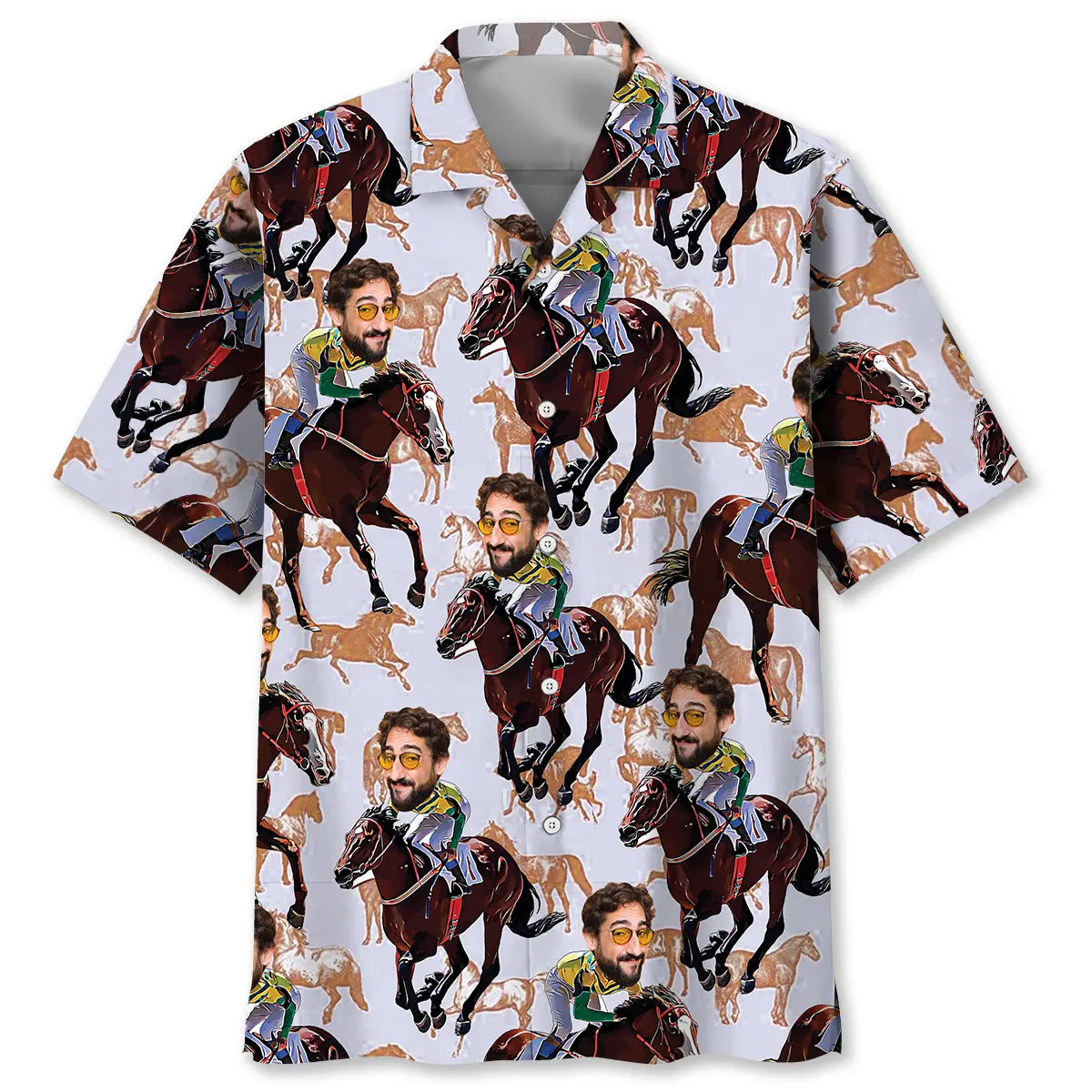 Funny Horse Racing Custom Photo Hawaiian Shirt