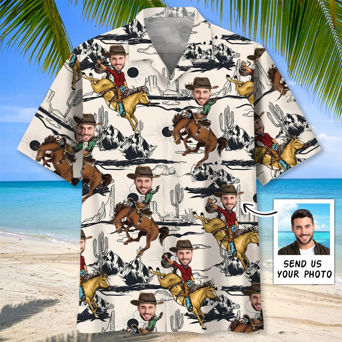 Hawaiian Shirt / Adults / S Funny Horse Rodeo Custom Photo Hawaiian Shirt
