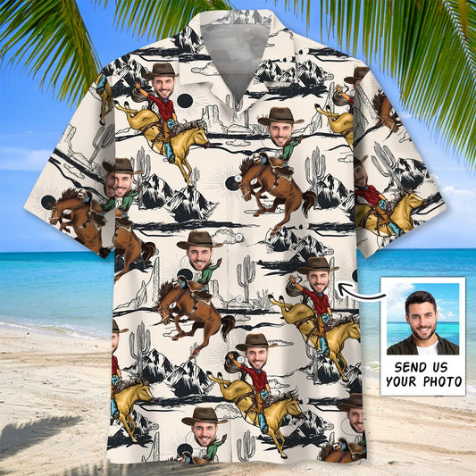 Hawaiian Shirt / Adults / S Funny Horse Rodeo Custom Photo Hawaiian Shirt