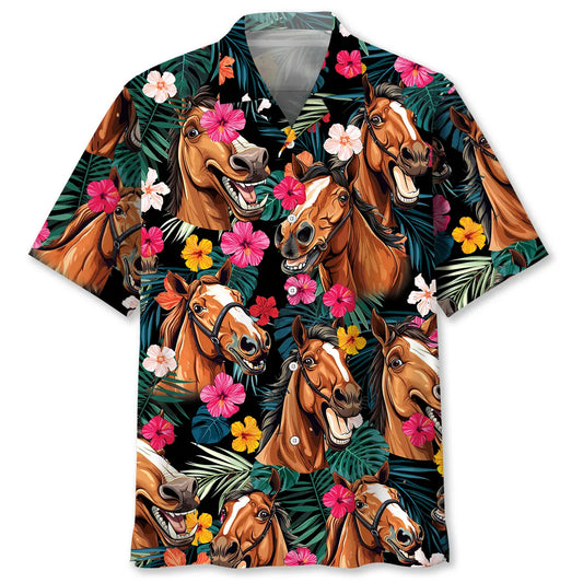 Hawaiian Shirt / Adults / S Funny Horse Tropical Hawaiian Shirt