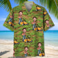 Funny Man Pushing Lawn Mower Custom Photo Face Hawaiian Shirt
