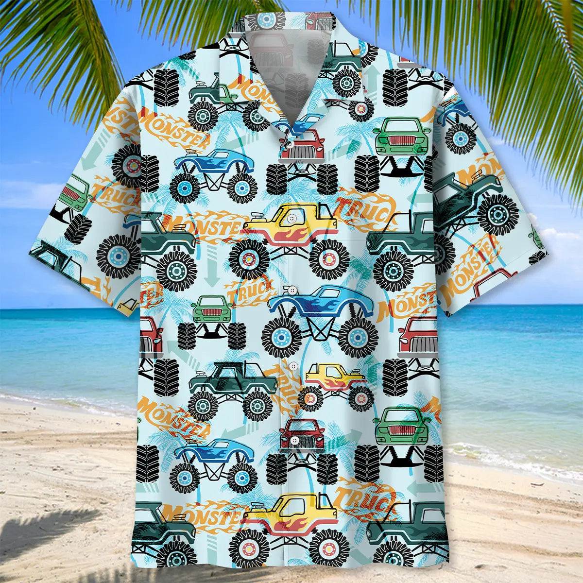Funny Monster Truck Car Fire Hawaiian Shirt