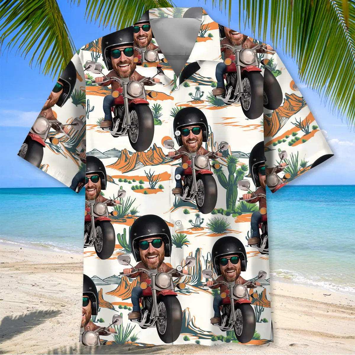 Funny Motorcycle Custom Photo Face Hawaiian Shirt