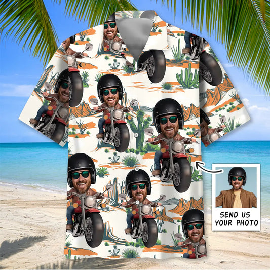 Hawaiian Shirt / Adults / S Funny Motorcycle Custom Photo Face Hawaiian Shirt