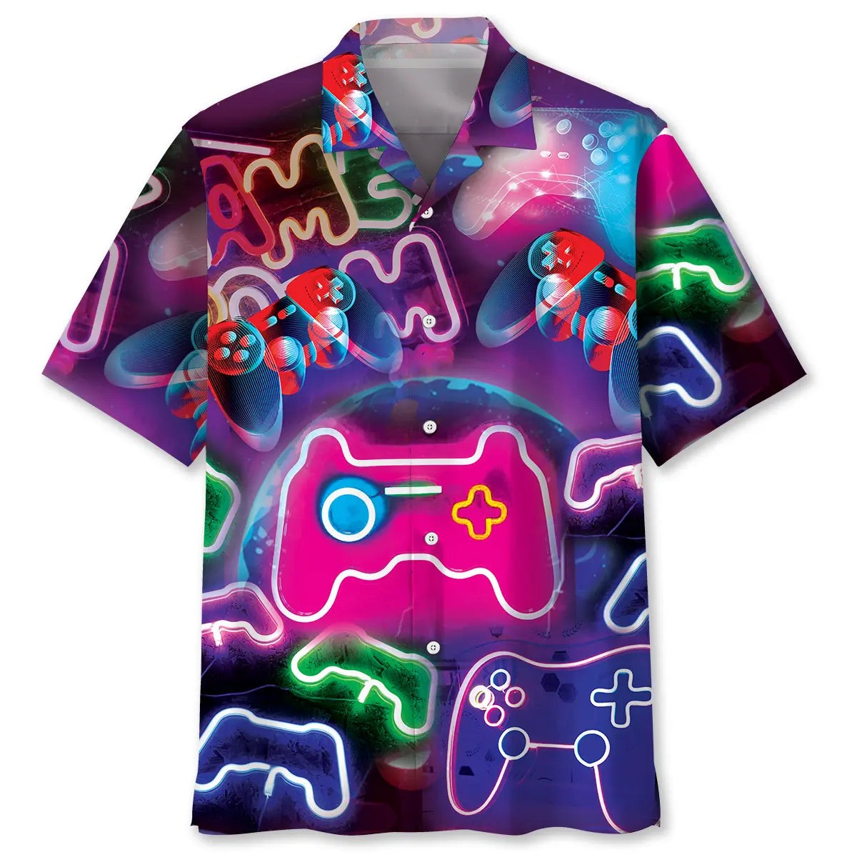 Hawaiian Shirt / Adults / S Funny Neon Video Game Hawaiian Shirt