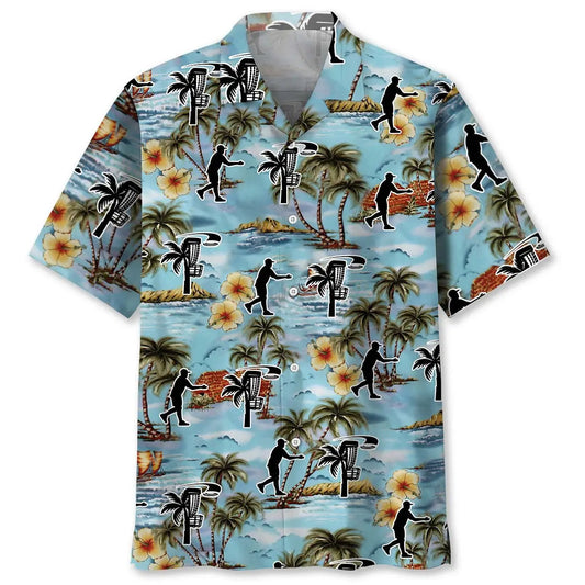 Hawaiian Shirt / Adults / S Funny Palm Tree And Disc Golf Hawaiian Shirt