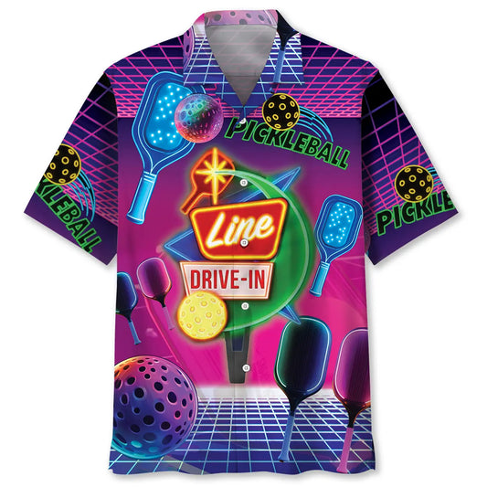 Hawaiian Shirt / Adults / S Funny Pickleball Neon Retro Hawaiian Shirt