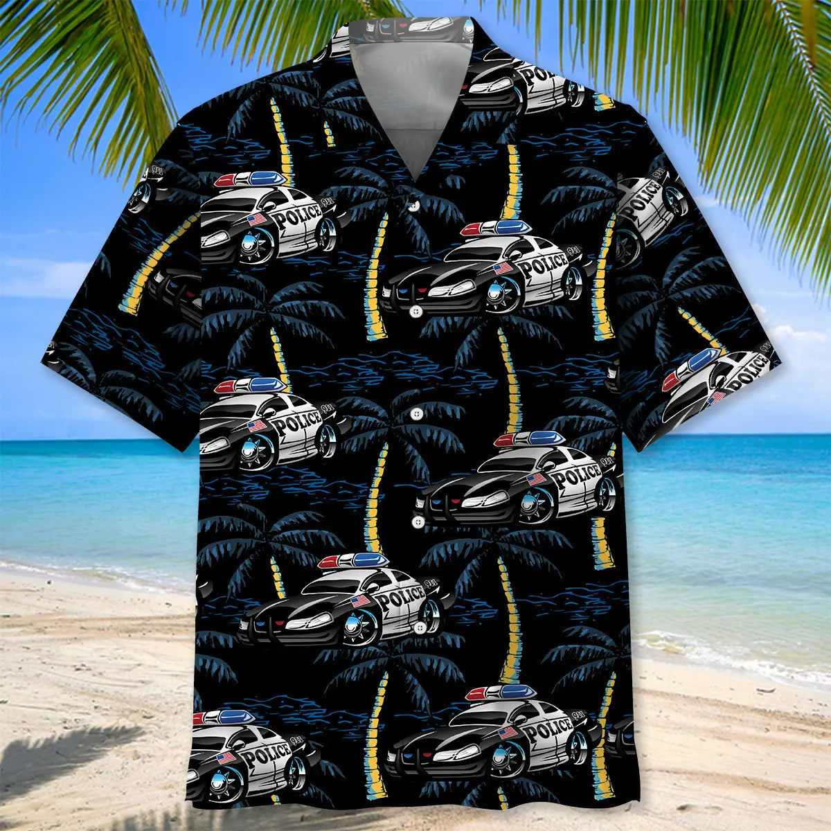 Funny Police Car Racing Hawaiian Shirt