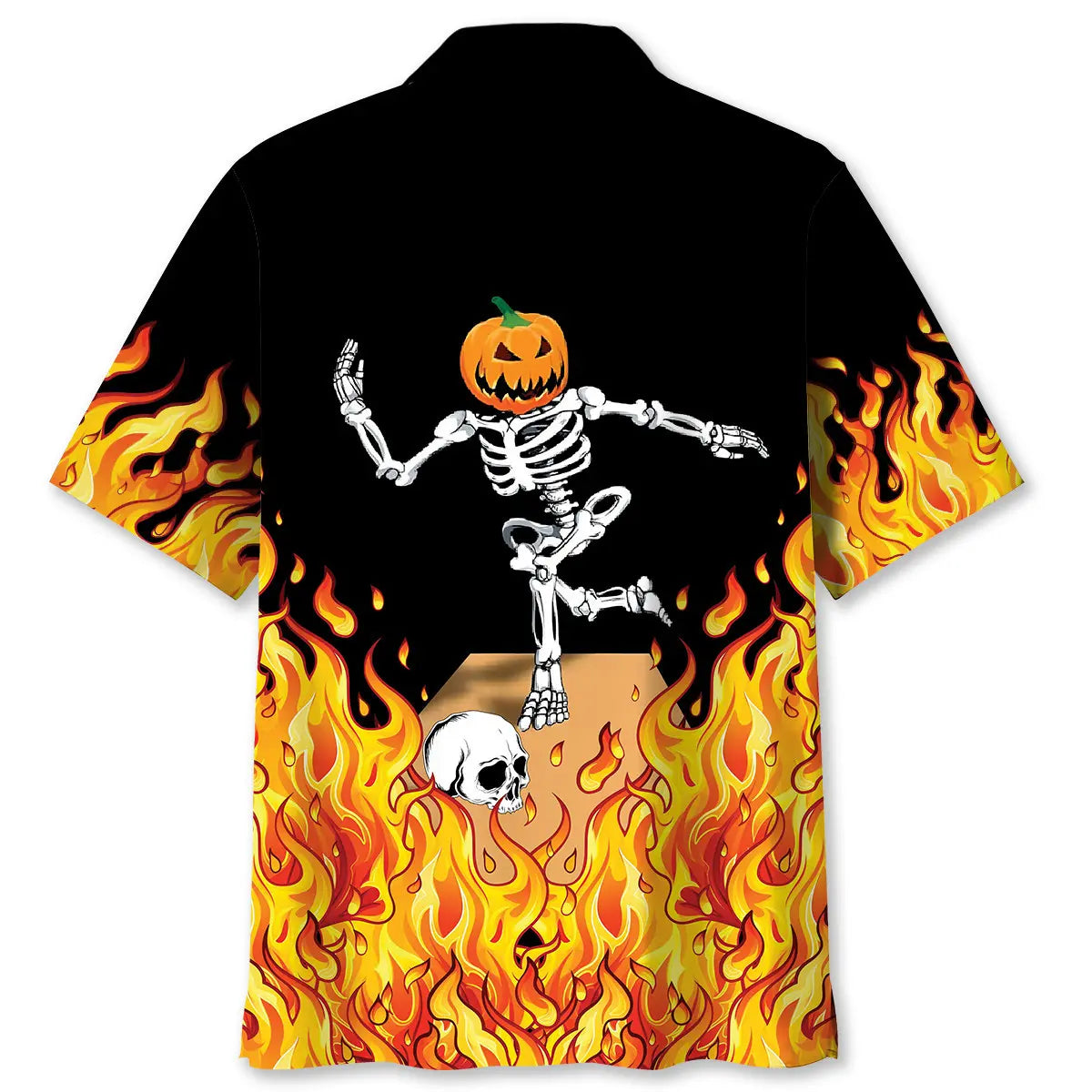 Funny Pumpkin Skeleton Bowling Hawaiian Shirt