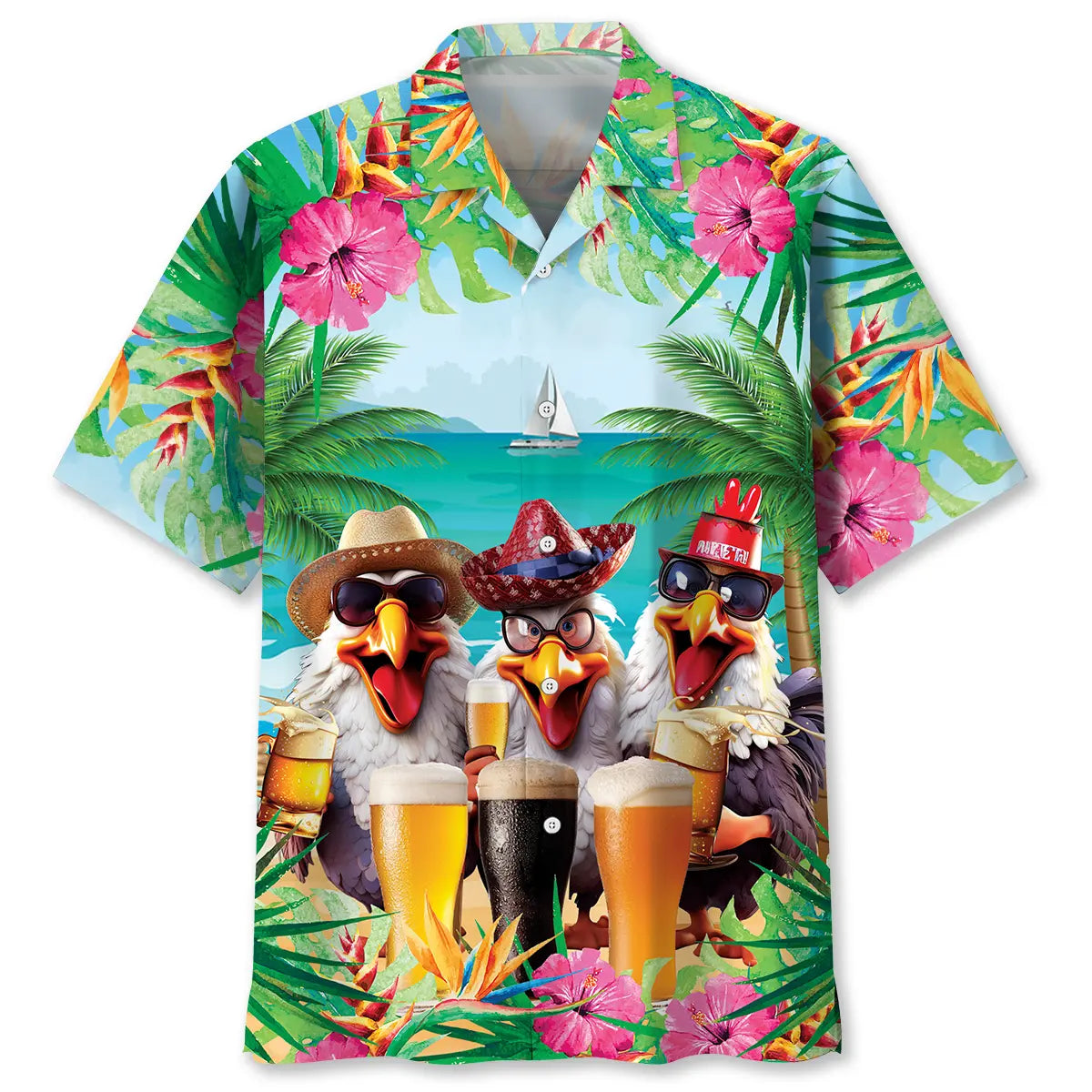 Hawaiian Shirt / Adults / S Funny Rooster Hawaiian Shirt