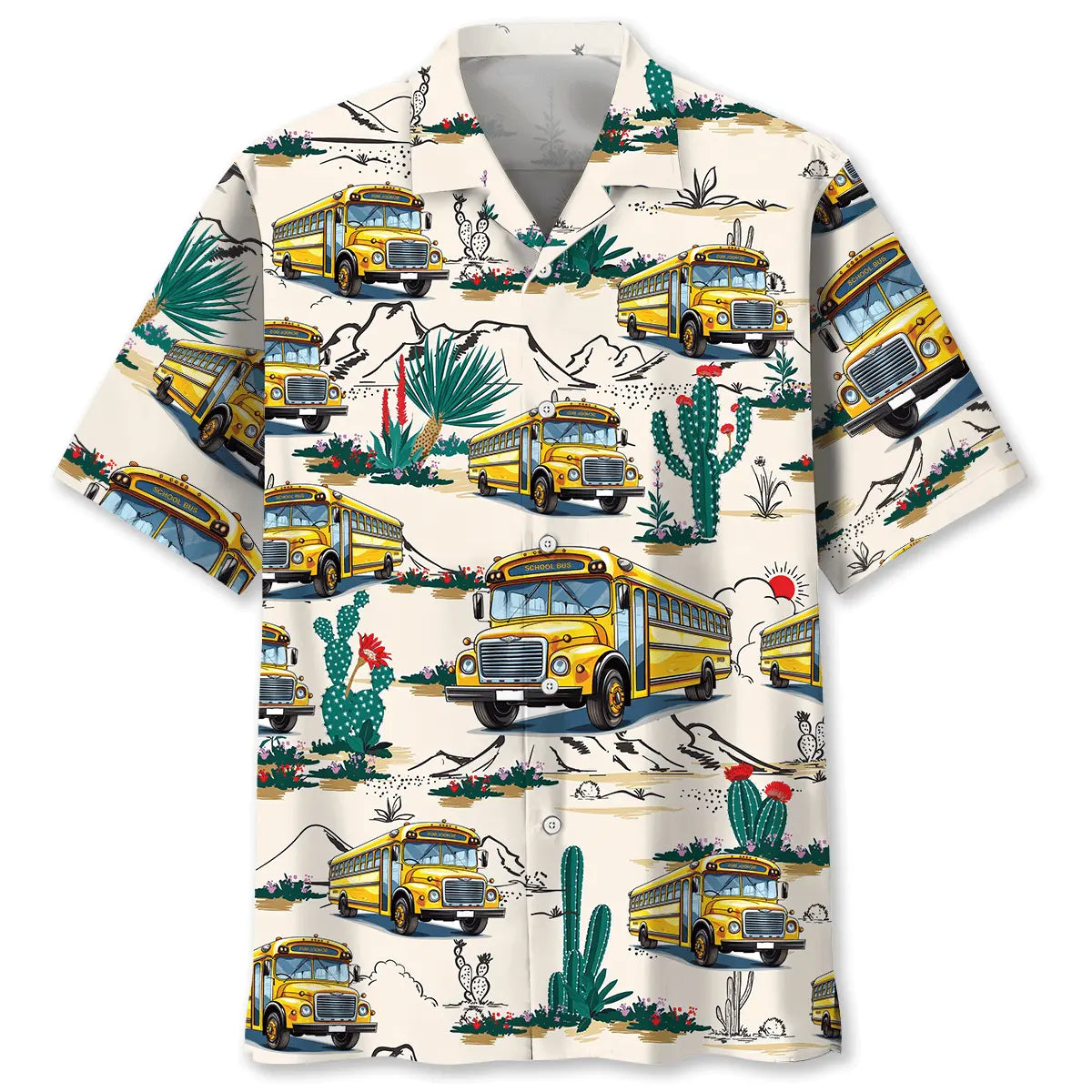 Hawaiian Shirt / Adults / S Funny School Bus Desert Hawaiian Shirt