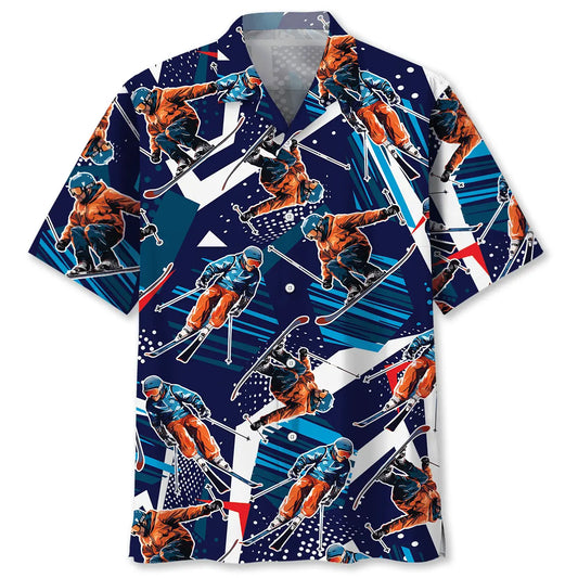 Hawaiian Shirt / Adults / S Funny Skiing Hawaiian Shirt Men