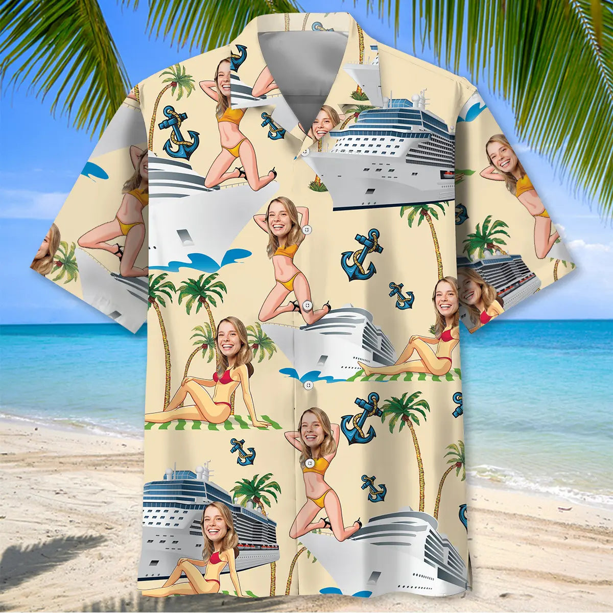 Funny Wife Face Custom Photo Hawaiian Shirt For Husband