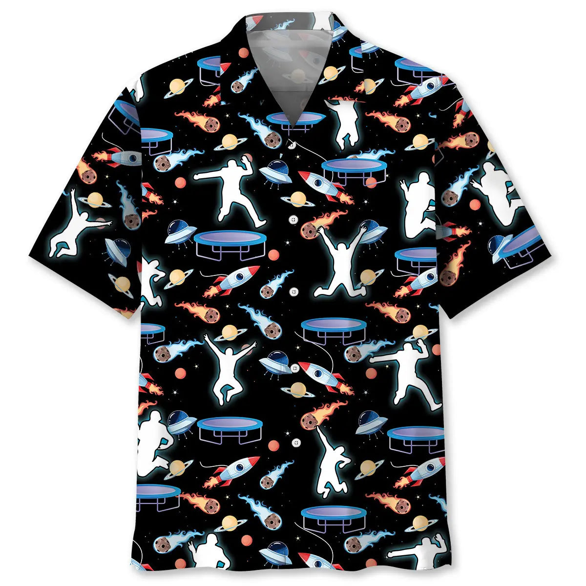 Hawaiian Shirt / Adults / S Galaxy Jumping Trampoline Hawaiian Shirt Men