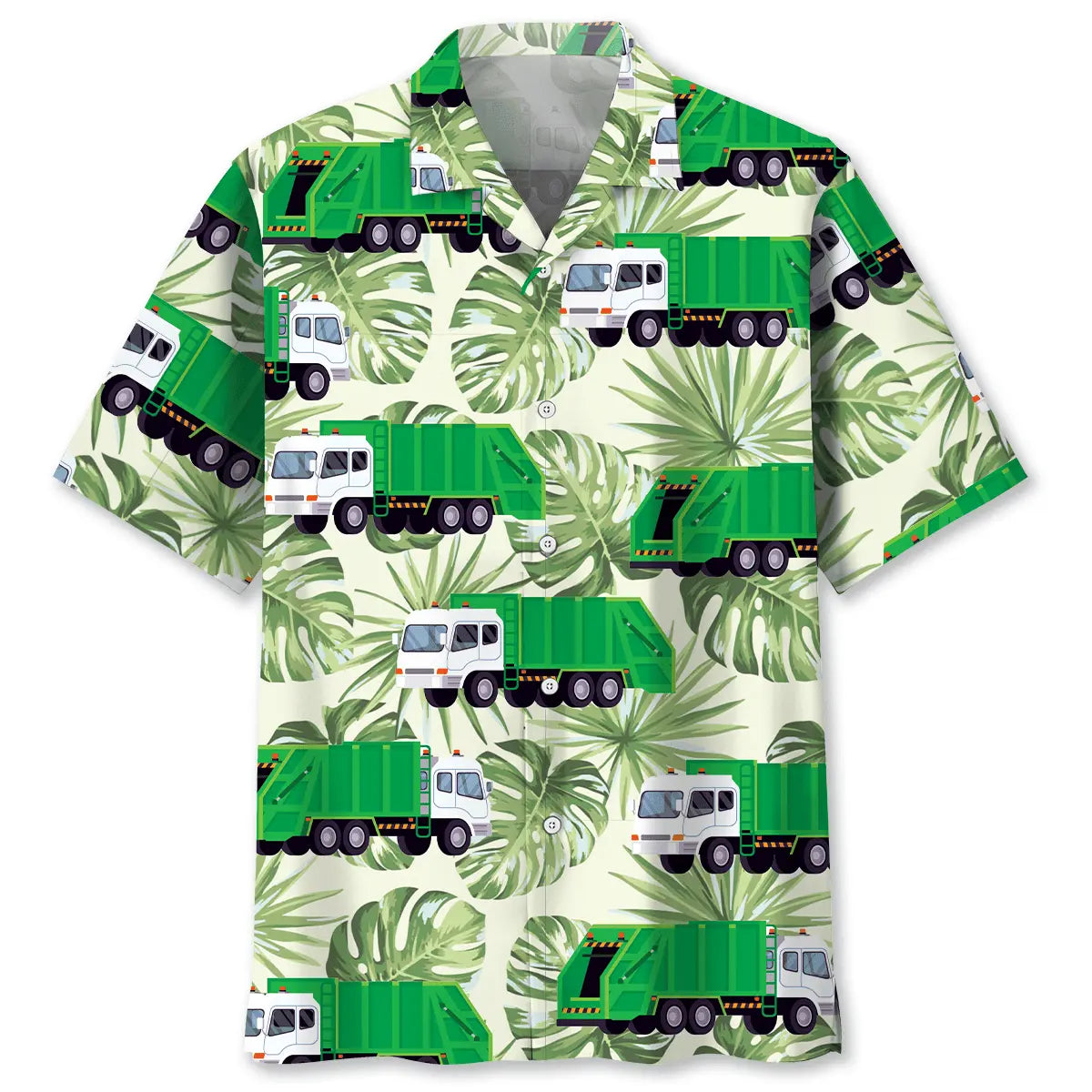 Hawaiian Shirt / Adults / S Garbage Truck Green Hawaiian Shirt
