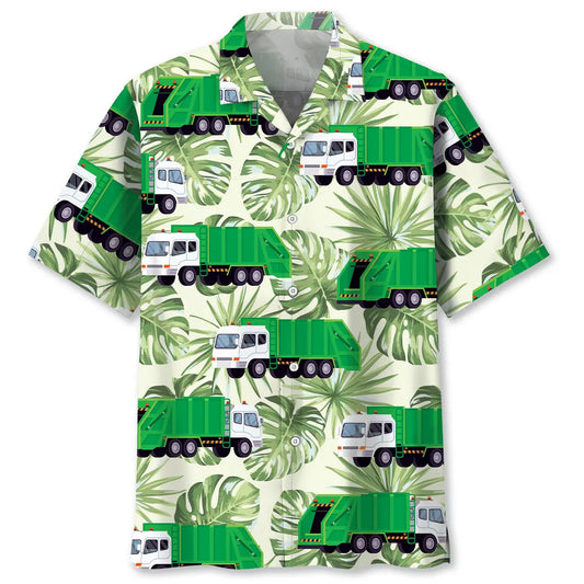 Hawaiian Shirt / Adults / S Garbage Truck Green Hawaiian Shirt