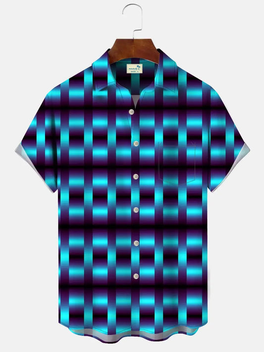 Hawaiian Shirt / Adults / S Geometric Fluorescent 3D Men's Buttons Buttons Casual Hawaiian Shirt