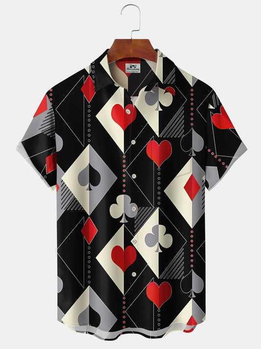 Hawaiian Shirt / Adults / S Geometric Retro 60s Mid-Century Geometric Poker Hawaiian Shirt