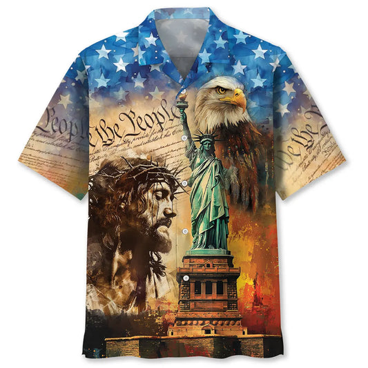 Hawaiian Shirt / Adults / S God Bless America Eagle Hawaiian Shirt